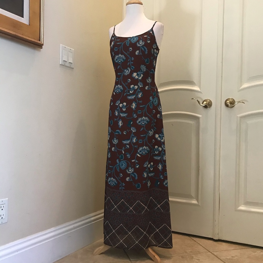 Vintage Y2K Rampage Brown/ blue  woven maxi dress